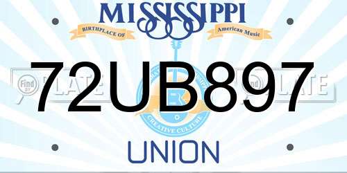 72UB897 Mississippi License Plate