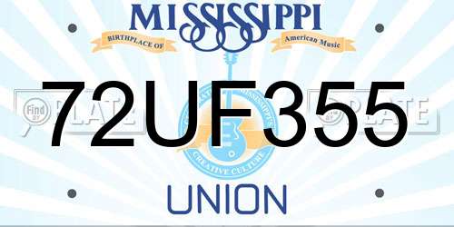 72UF355 Mississippi License Plate