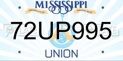 72UP995 Mississippi License Plate