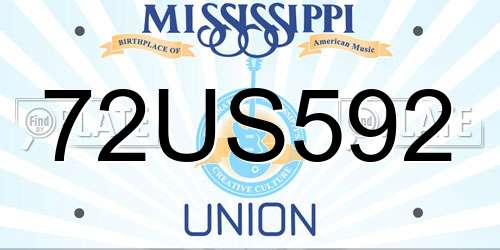 72US592 Mississippi License Plate