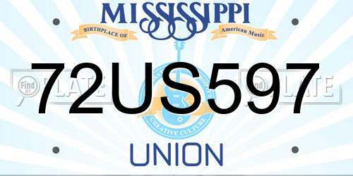 72US597 Mississippi License Plate