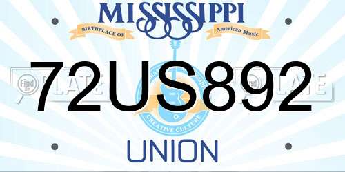 72US892 Mississippi License Plate
