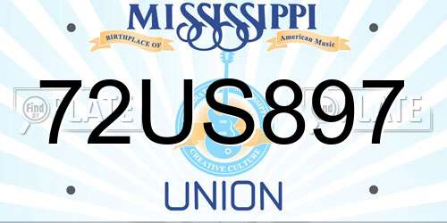 72US897 Mississippi License Plate