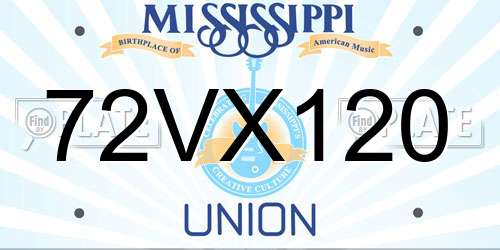 72VX120 Mississippi License Plate