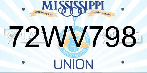 72WV798 Mississippi License Plate