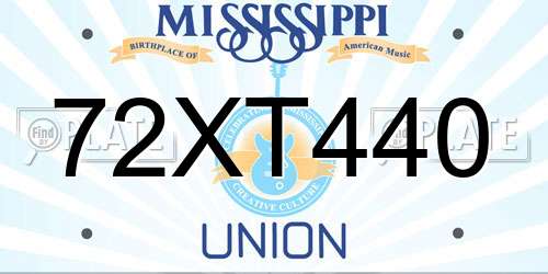 72XT440 Mississippi License Plate