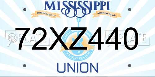 72XZ440 Mississippi License Plate
