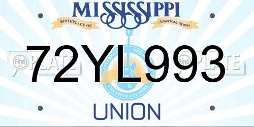 72YL993 Mississippi License Plate