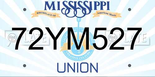 72YM527 Mississippi License Plate
