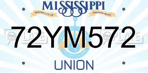 72YM572 Mississippi License Plate