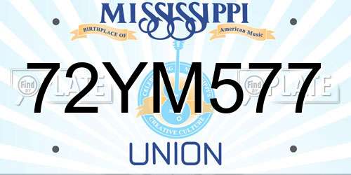 72YM577 Mississippi License Plate