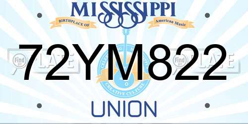 72YM822 Mississippi License Plate