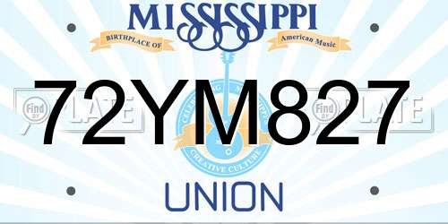 72YM827 Mississippi License Plate