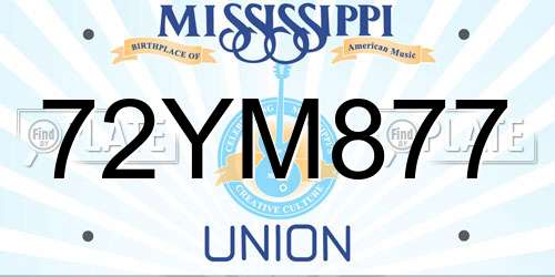 72YM877 Mississippi License Plate