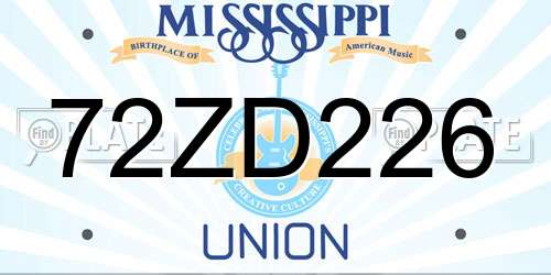 72ZD226 Mississippi License Plate