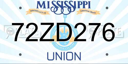 72ZD276 Mississippi License Plate