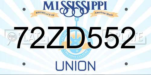 72ZD552 Mississippi License Plate