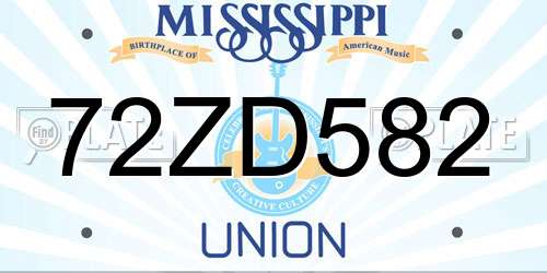72ZD582 Mississippi License Plate