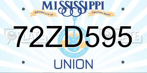 72ZD595 Mississippi License Plate