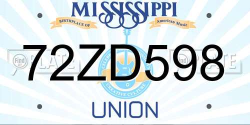 72ZD598 Mississippi License Plate
