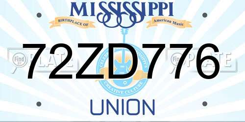 72ZD776 Mississippi License Plate