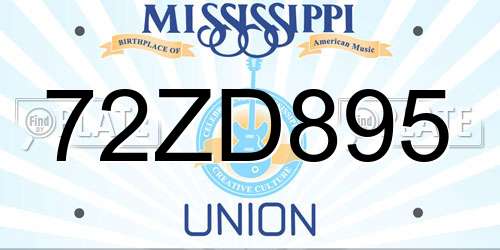 72ZD895 Mississippi License Plate