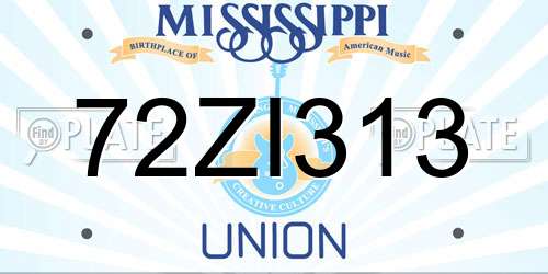 72ZI313 Mississippi License Plate