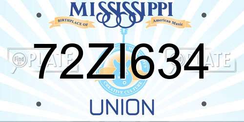 72ZI634 Mississippi License Plate