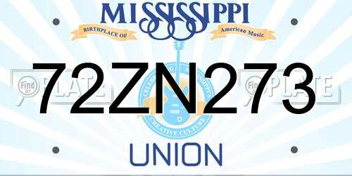 72ZN273 Mississippi License Plate