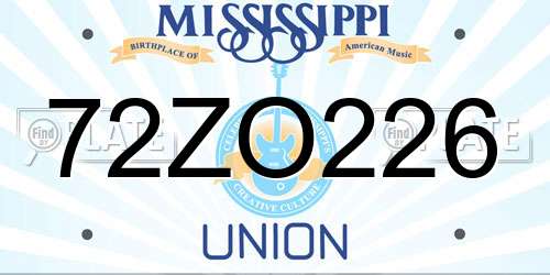 72ZO226 Mississippi License Plate