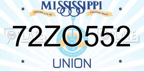72ZO552 Mississippi License Plate