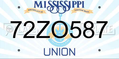 72ZO587 Mississippi License Plate