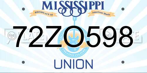 72ZO598 Mississippi License Plate