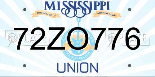72ZO776 Mississippi License Plate