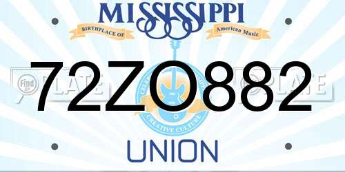 72ZO882 Mississippi License Plate