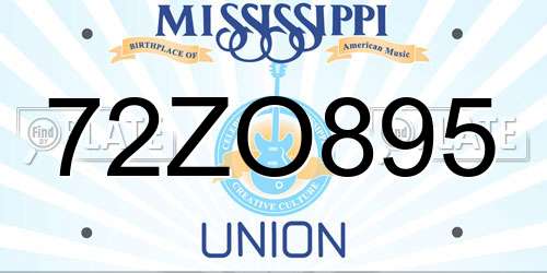 72ZO895 Mississippi License Plate
