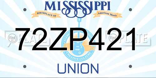 72ZP421 Mississippi License Plate