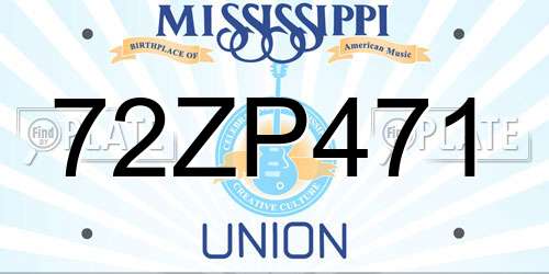 72ZP471 Mississippi License Plate