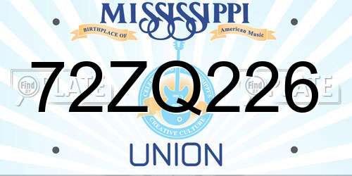 72ZQ226 Mississippi License Plate
