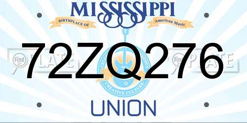72ZQ276 Mississippi License Plate