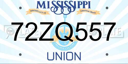 72ZQ557 Mississippi License Plate