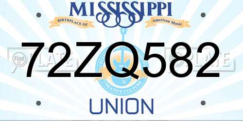 72ZQ582 Mississippi License Plate