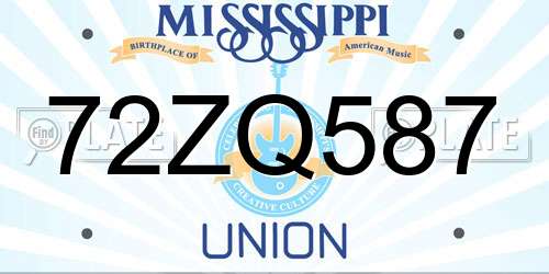 72ZQ587 Mississippi License Plate