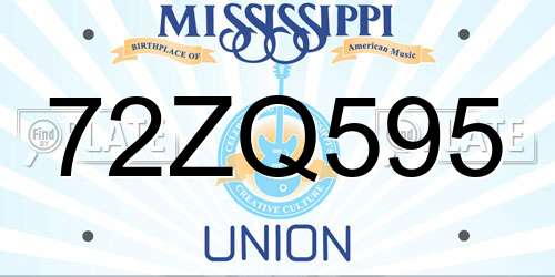 72ZQ595 Mississippi License Plate