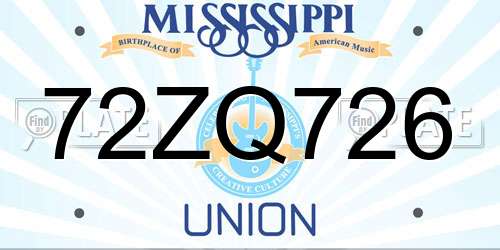 72ZQ726 Mississippi License Plate