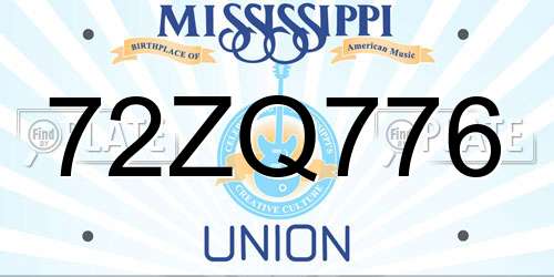72ZQ776 Mississippi License Plate