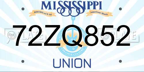 72ZQ852 Mississippi License Plate