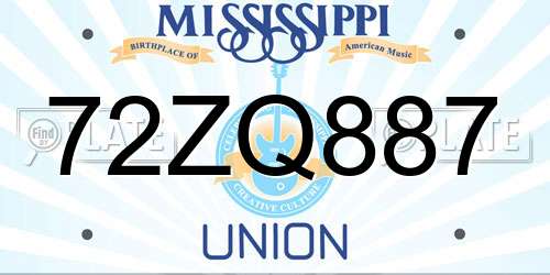 72ZQ887 Mississippi License Plate