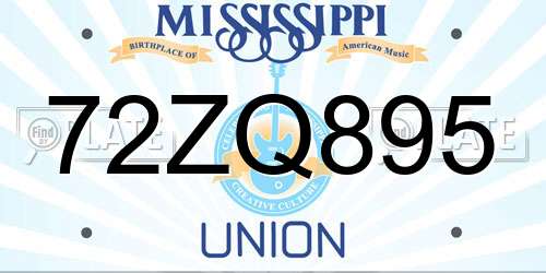 72ZQ895 Mississippi License Plate