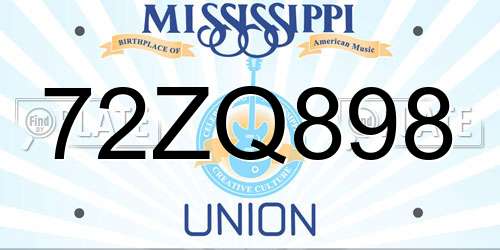 72ZQ898 Mississippi License Plate